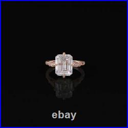Emerald Cut Engagement Ring 4ct Emerald Art deco diamond Silver Jewellery