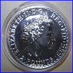 England- Great Britain 2 Pounds 1 OZ 2001 Silver st-Bu #5401 Britannia Colored