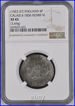 Extra Fine (1422-27) ENGLAND GREAT BRITAIN 4P CALAIS S-1836 HENRY VI NGC XF 45