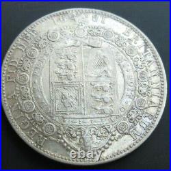 GREAT BRITAIN 1891 VICTORIA 1/2 Crown JUBILEE HEAD SILVER aUNC REF SPINK 3924