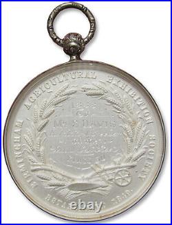 GREAT BRITAIN 53mm Frosted SILVER Agricultural Award Medal 1888 by Thomas Ottley