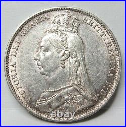 GREAT BRITAIN UK England 1 shilling 1889 About UNC Victoria Silver #A27