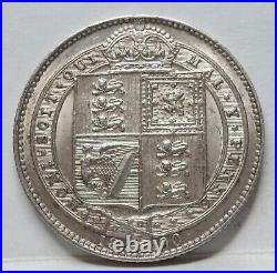 GREAT BRITAIN UK England 1 shilling 1890 About UNC Queen Victoria Silver #A44
