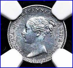 GREAT BRITAIN. Victoria, Silver Maundy Penny, 1845, NGC MS64, Great toning