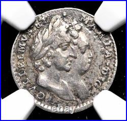 GREAT BRITAIN. William and Mary, Silver Maundy 2p, 1691, NGC AU55