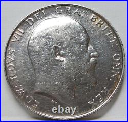 Great BRITAIN ENGLAND UK 1/2 Half Crown 1909 XF+ Silver Edward Scarce#E89