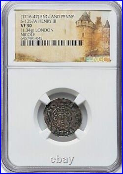 Great Britain 1216-1247 England Henry III Penny S-1357A London Mint NGC VF30