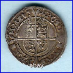Great Britain. 1567 Elizabeth 1, Sixpence. MM-Coronet. F+/VF Near Full Flan