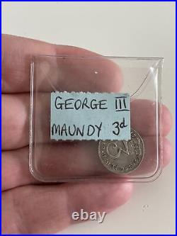 Great Britain 1762 King George III Threepence Maundy Coin. 925 Silver