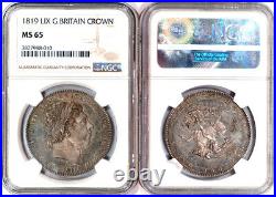 Great Britain 1819 George III Silver Prooflike Crown NGC MS-65