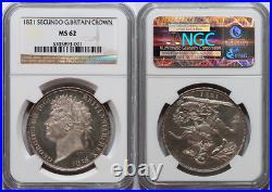 Great Britain 1821 George IV Deep Mirror Proof Like Silver Crown NGC MS-62