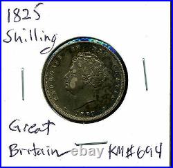 Great Britain 1825 King George IV. 925 Silver Shilling KM# 694 in XF Condition