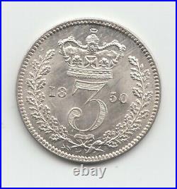 Great Britain 1850 Silver Threepence 3d Queen Victoria