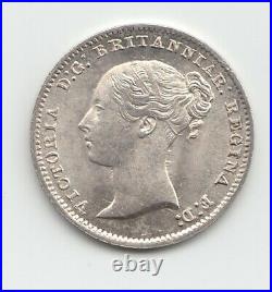 Great Britain 1850 Silver Threepence 3d Queen Victoria