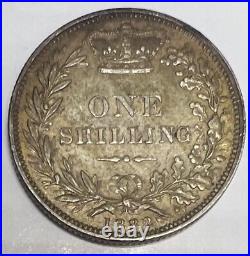 Great Britain 1882 Queen Victoria Silver Shilling S-3907 gVF/EF Toned
