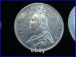 Great Britain 1887 7 Coin Jubilee Victoria Silver Set AU+-B. U. In Case KM#758-65