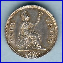 Great Britain. 1888 Silver Groat (4d). AUNC Near Full Lustre