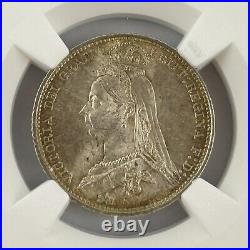 Great Britain 1888 Sixpence 6P Queen Victoria Silver Coin NGC Graded MS 63