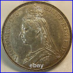 Great Britain 1890 One Crown Queen Victoria Jubilee Head Silver Coin