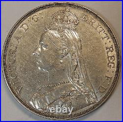 Great Britain 1890 One Crown Queen Victoria Jubilee Head Silver Coin