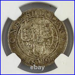 Great Britain 1897 1S Shilling Queen Victoria Silver Coin NGC Graded MS 63
