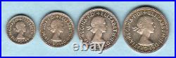 Great Britain. 1963 Elizabeth 11 4 Pce Silver Maundy Set. 1d, 2d, 3d, & 4d