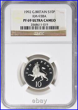 Great Britain 1992 Silver 10 Pence NGC PF 69 Ultra Cameo $108.88-OBO