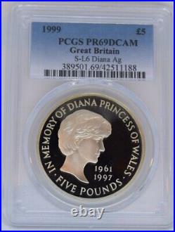 Great Britain 1999 Silver Proof £5 Princess Diana Commemorative PCGS PR69DCAM