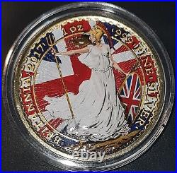 Great Britain / 2017 2£ Britannia, Patriotic Flag Colorized 1 oz Silver UNC