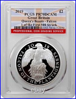 Great Britain 2 pounds 2019, PCGS PR70 DCAM, The Queen's Beasts Falcon