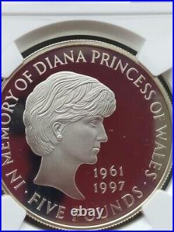 Great Britain 5 pounds In Memory of Princess Diana Silver Coin PF68 Ultra Cameo