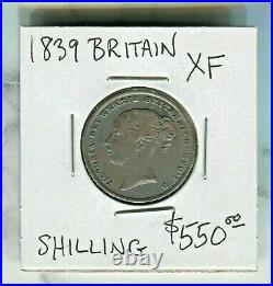 Great Britain Beautiful Historical Toned Qv Silver Shilling, 1839, Km# 734.1