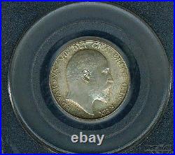 Great Britain Edward VII 1910 1 Shilling Silver Coin, Certified By Pcgs Ms64