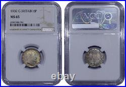 Great Britain, Edward VII, Sixpence 1902, nicely toned, NGC MS 65