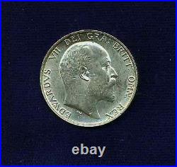 Great Britain England Edward VII 1907 1 Shilling Silver Coin, Uncirculated