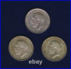 Great Britain / England George V 1 Shilling Coins 1911, 1917, 1918, Lot Of (3)
