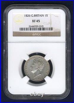 Great Britain King George IV 1826 1 Shilling Silver Coin Ngc Certified Xf-45