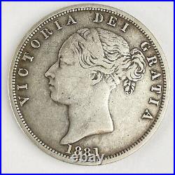 Great Britain Queen Victoria 1881 Silver Half Crown Coin
