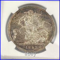 Great Britain Queen Victoria 1887 Crown Silver Coin MS 61 NGC Graded