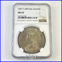 Great Britain Queen Victoria 1887 Crown Silver Coin MS 62 NGC Graded