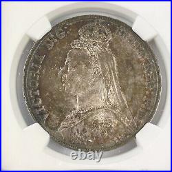 Great Britain Queen Victoria 1888 Crown Silver Coin NGC Graded AU 58 AU58