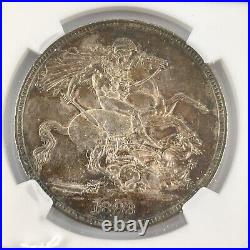 Great Britain Queen Victoria 1888 Crown Silver Coin NGC Graded AU 58 AU58