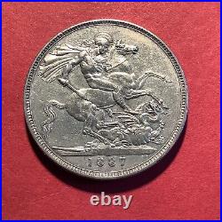 Great Britain Queen Victoria Jubilee Head Crown 1887 Silver AW368
