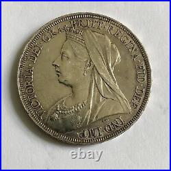 Great Britain Queen Victoria Veiled Head Crown 1897 LXI Silver AW370