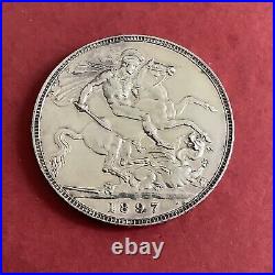 Great Britain Queen Victoria Veiled Head Crown 1897 LXI Silver AW370