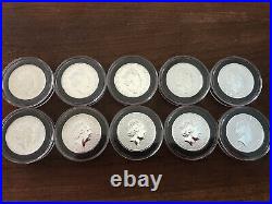 Great Britain Queen's Beast Full 10-Coin Set 2 Oz Silver with Capsules