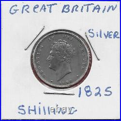Great Britain Shilling 1825=12 Pence George Iv, Laureate Portrait Of Ki