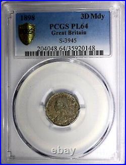 Great Britain Silver 1898 3 Pence PCGS PL64 PROOFLIKE RAINBOW TONED KM# 777 (48)