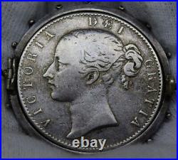 Great Britain UK Victoria Silver 1845 Crown in Silver Mount Brooch Impressive