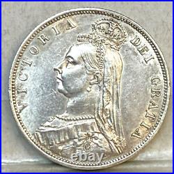 Great Britain Uk 1887 Silver Half Crown, Queen Elizabeth Very Scarce